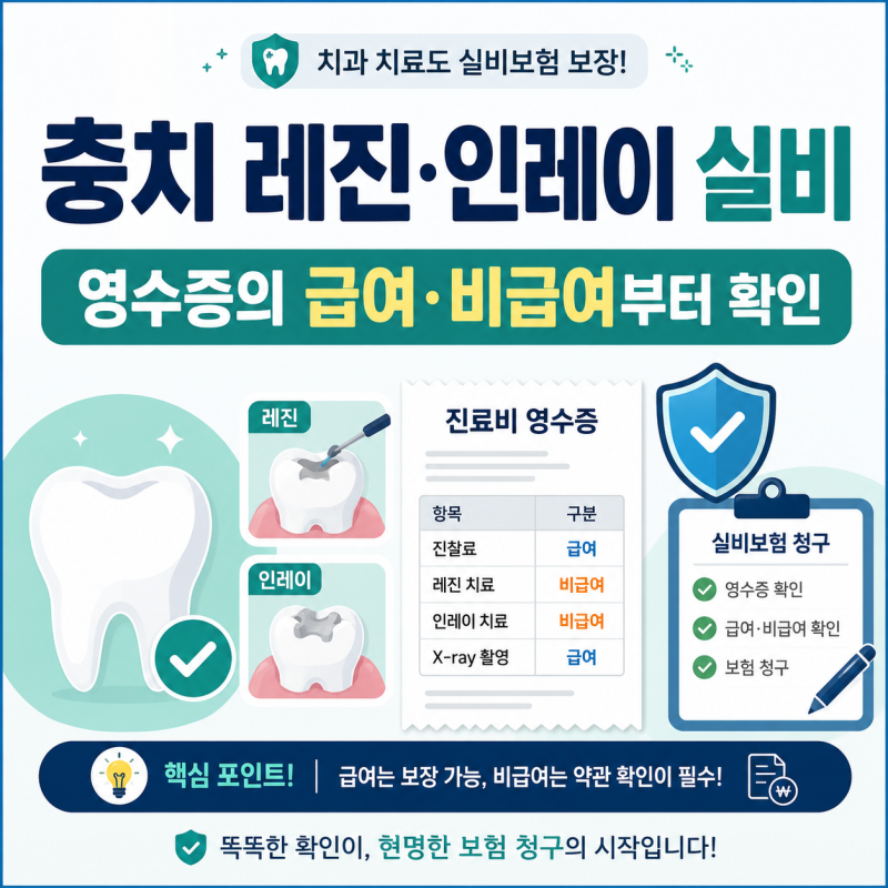충치 레진·인레이 실비, 영수증의 급여·비급여부터 확인