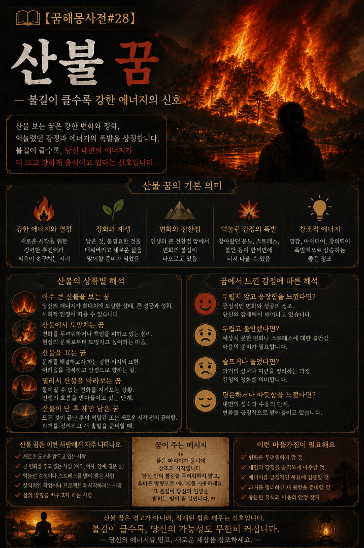 【꿈해몽사전#28】 산불 꿈 — 불길이 클수록 강한 에너지의 신호