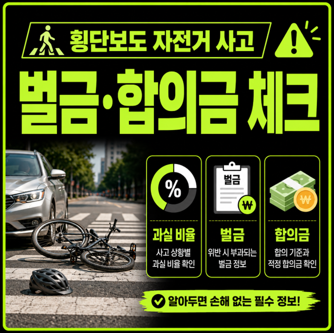 횡단보도 자전거 사고 과실 비율부터 합의금과 벌금까지 어떻게 달라질까요?