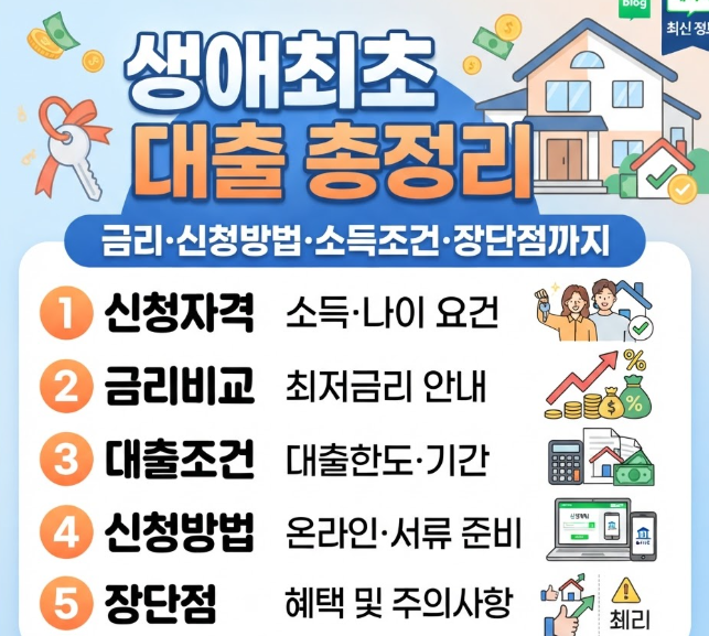 생애최초 대출 총정리, 금리·신청방법·소득조건·장단점까지