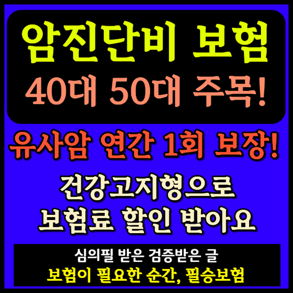 40대50대 암보험 추천, 20년납 90세만기 비갱신형
