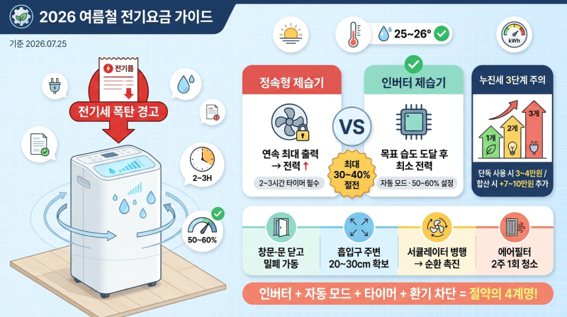 제습기 전기세 폭탄 피하는 방법 | 2026년 절약 실전 가이드