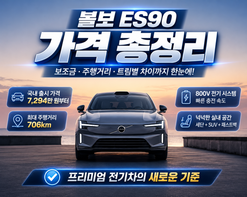 볼보 ES90 가격 총정리｜보조금·주행거리·트림별 차이까지 한눈에