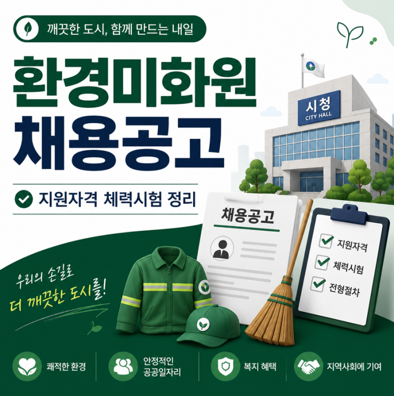 환경미화원 채용공고 지원자격 체력시험 정리