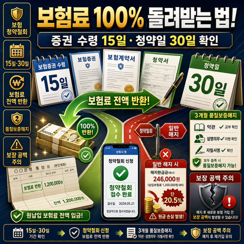 보험 청약철회 기간과 신청 방법, 보험료 전액 환불받는 조건