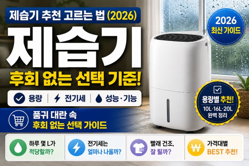 제습기 추천 고르는 법 (2026) - 품귀 대란 속 후회 없는 선택 기준 + 용량·전기세까지