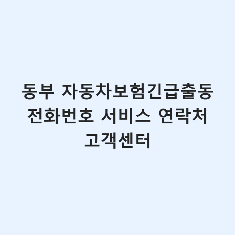 동부 자동차보험긴급출동 전화번호 서비스 연락처 고객센터 빠르게 알아보기