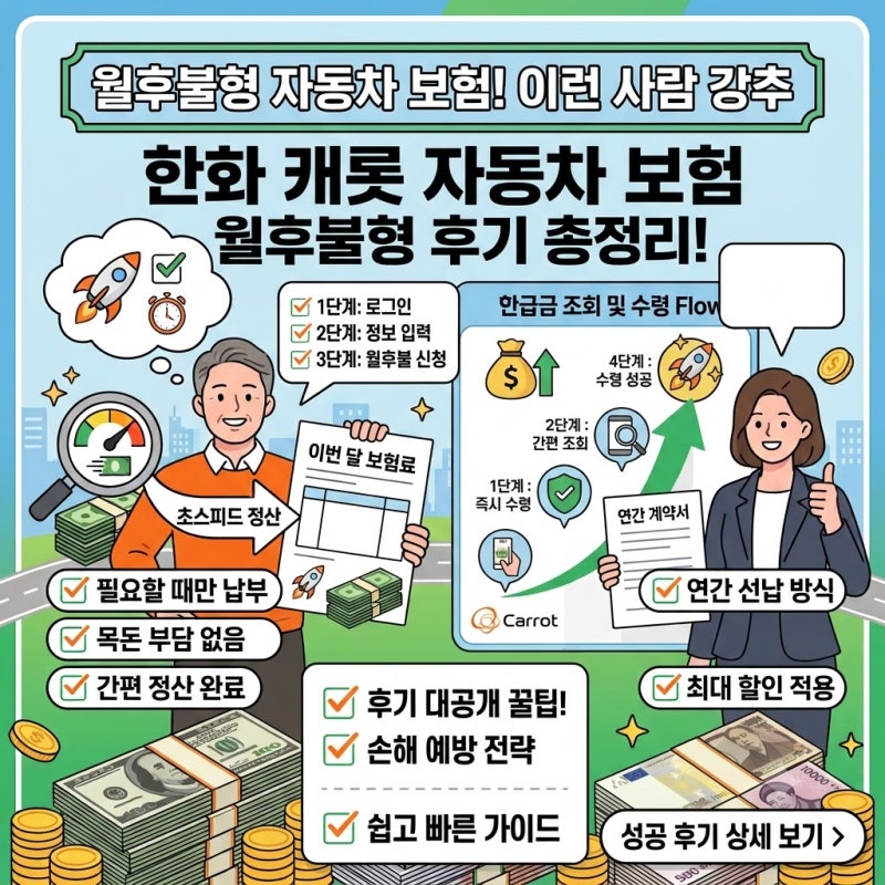 이런 사람은 월후불형 자동차 보험 강추합니다. 한화 캐롯 자동차 보험 월후불형 후기