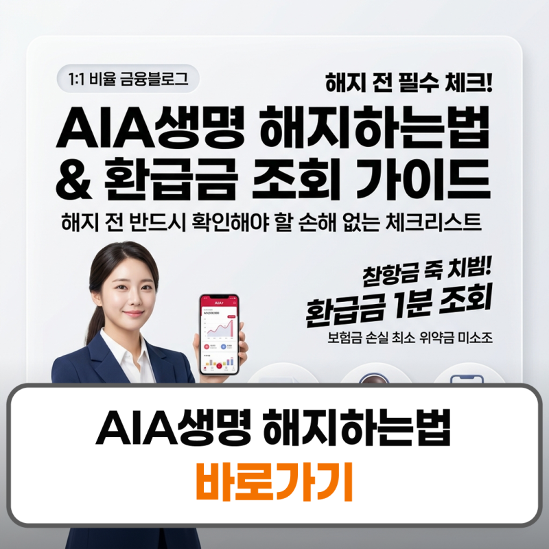 AIA생명 해지하는법 환급금 조회 모바일 전화 서류 총정리