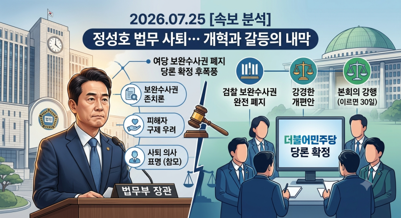 [분석] 정성호 법무장관 사퇴 의사 표명… 검찰 개혁과 여권 내부 균열의 내막