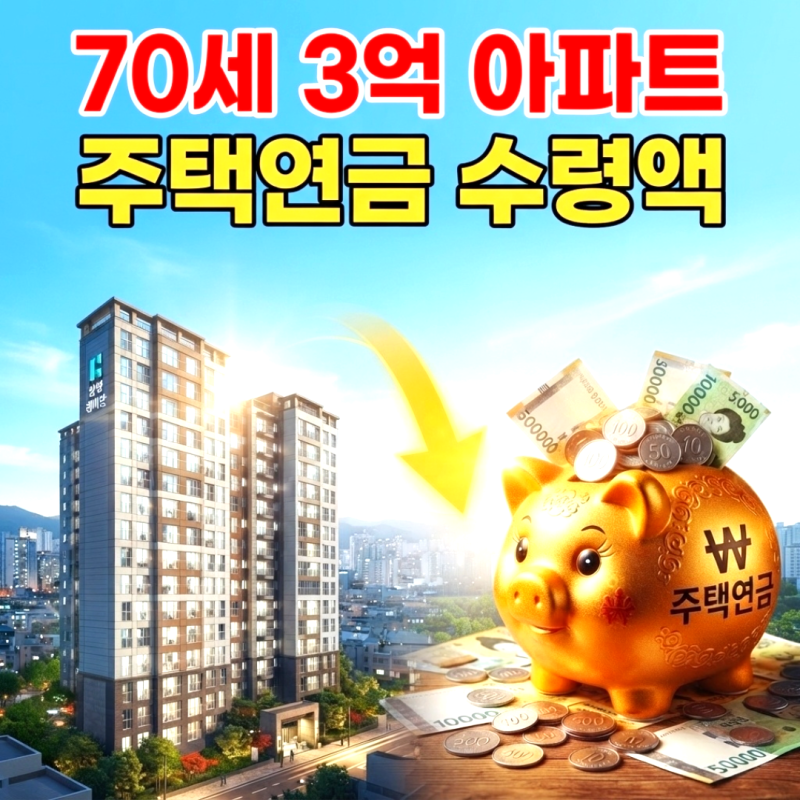 70세 3억 아파트 주택연금 수령액 조건 계산기 결과