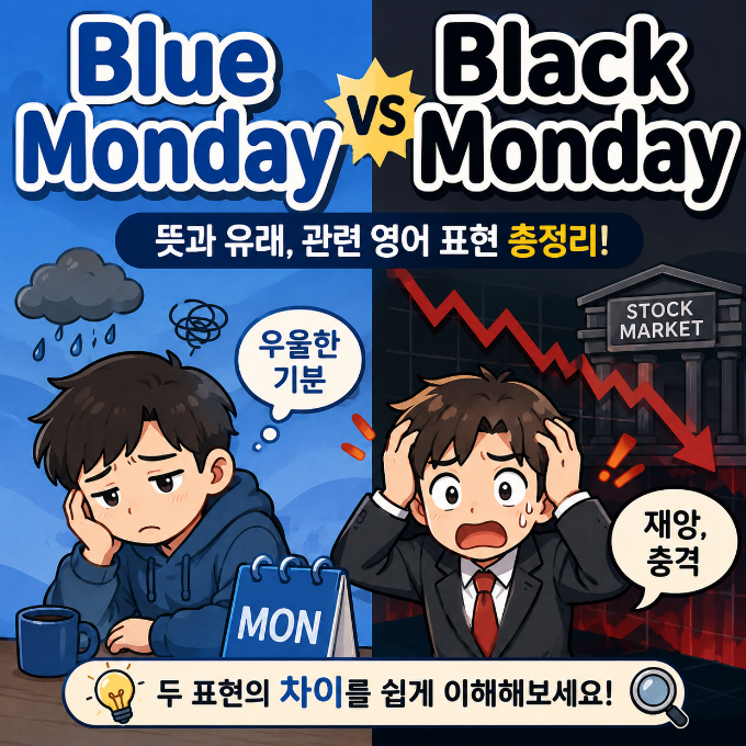 블루먼데이 vs 블랙먼데이 차이 | 뜻, 유래, 예문까지 한 번에 정리
