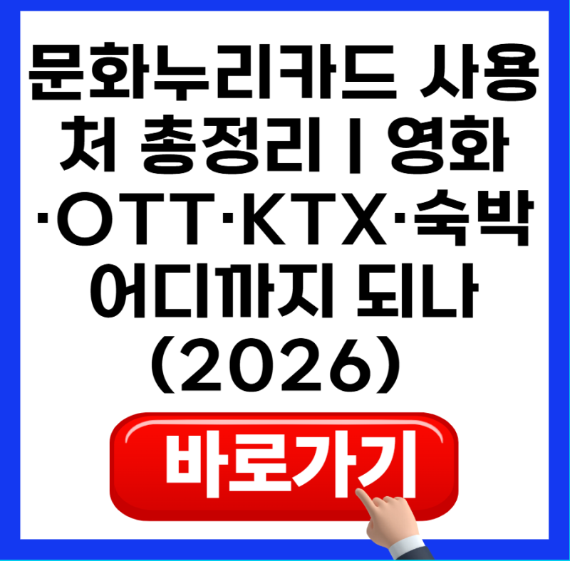 문화누리카드 사용처 총정리｜영화·OTT·KTX·숙박 어디까지 되나 (2026)