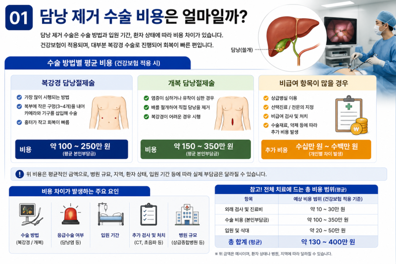 담낭 제거 수술 비용 얼마나 들까? 실제 부담금 총정리
