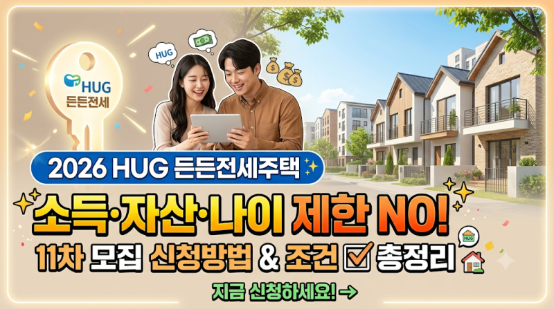 [2026 HUG 든든전세주택] 소득·자산·나이 제한 NO! 11차 모집 신청방법 및 조건 총정리 ✨