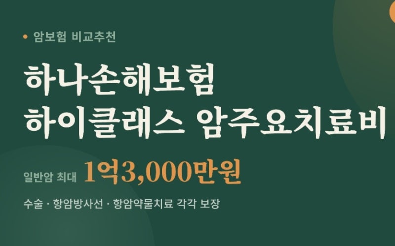 하나손해 하이클래스 비급여 암치료비
