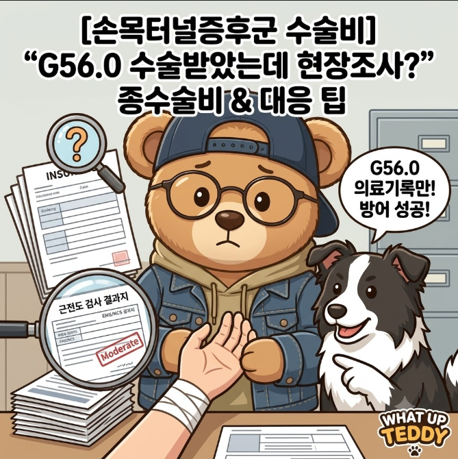 [손목터널증후군 수술비] "G56.0 수술받았는데 현장조사?" 종수술비 & 대응 팁