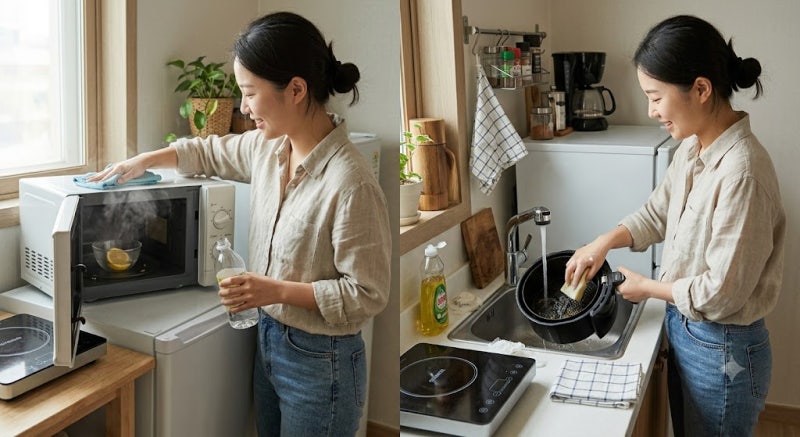 자주 사용하는 전자레인지와 에어프라이어 세척 관리 습관
