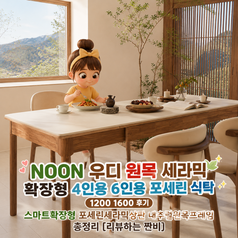 NOON 우디 원목 세라믹 확장형 4인용 6인용 포세린 식탁 1200 1600 후기 | 스마트확장형 포세린세....