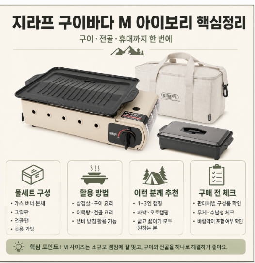 나혼자산다 배나라 버너, 지라프 구이바다 M 아이보리 풀세트 구성과 장단점
