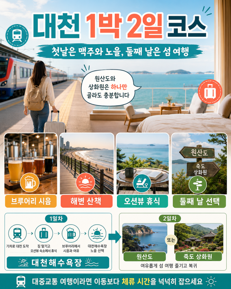 대천해수욕장 1박 2일 맥주 여행, 브루어리·원산도·죽도 상화원 코스