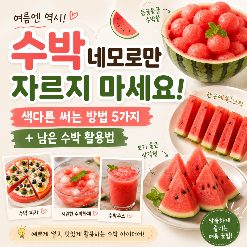 수박 네모로만 자르지 않기! 예쁘게 썰고, 맛있게 활용하는 수박 아이디어