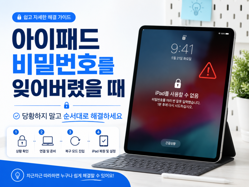 아이패드 비번 까먹음 초기화가 정답이다