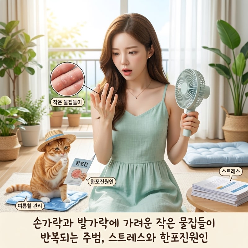 손가락과 발가락에 가려운 작은 물집들이 반복되는 주범, 스트레스와 한포진원인