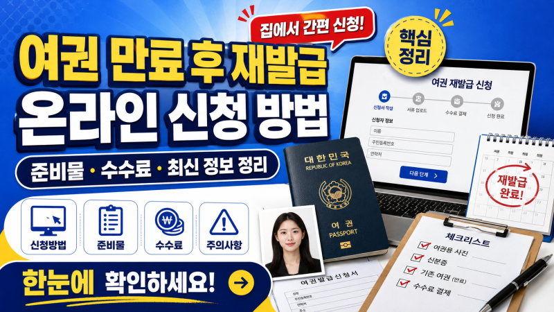 여권 만료 후 재발급 온라인 신청 방법 및 준비물 수수료 최신 정보 정리