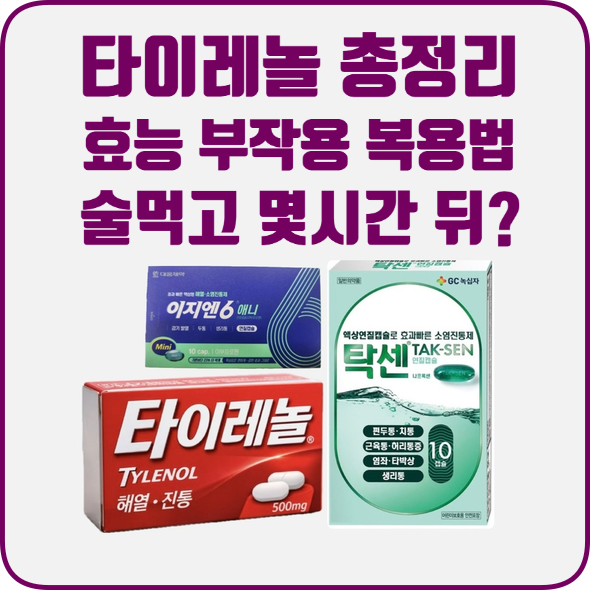 타이레놀 복용법 효능효과 부작용(하루 몇알/공복/술 먹고 몇시간 뒤 가능할까?/서방정 차이)....