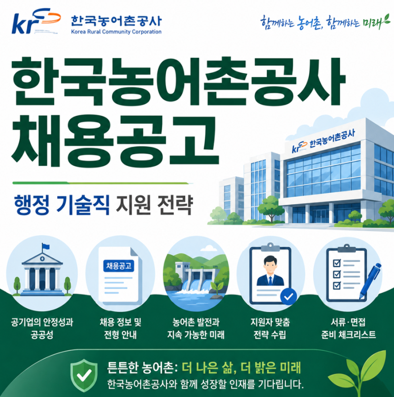 한국농어촌공사 채용공고 행정 기술직 지원 전략