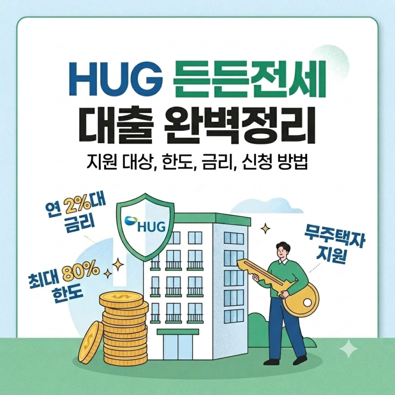 HUG 허그 든든전세 대출 조건부터 한도, 금리, 신청 방법 완벽정리