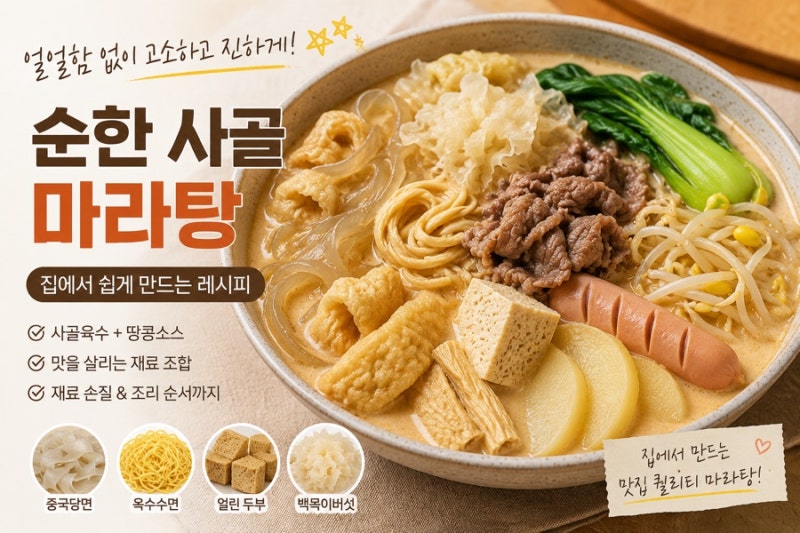 집에서 만드는 순한 마라탕 레시피! 사골육수와 땅콩소스가 비법
