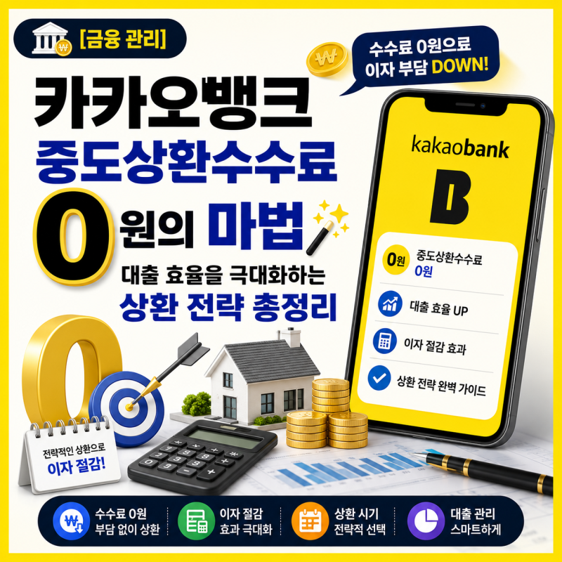 [금융 관리] 카카오뱅크 중도상환수수료 0원의 마법, 대출 효율을 극대화하는 상환 전략 총정....