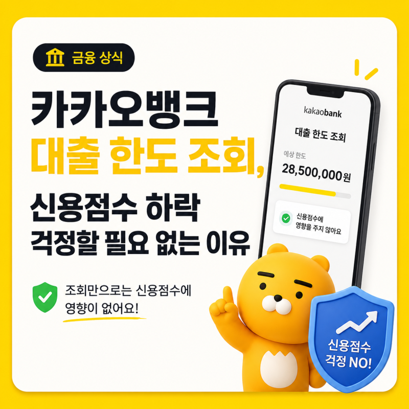 [금융 상식] 카카오뱅크 대출 한도 조회, 신용점수 하락 걱정할 필요 없는 이유