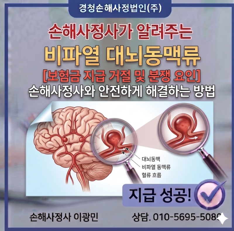 [비파열 대뇌동맥류 보험금] 지급 거절 및 분쟁 요인, 손해사정사와 안전하게 해결하는 방법