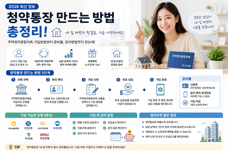 2026 청약통장 만드는 방법 총정리｜주택청약종합저축 가입방법부터 준비물까지