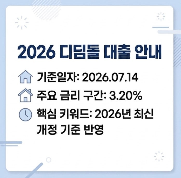 2026 디딤돌대출 쉽게 A부터Z까지 총정리 (2026년 7월 개정 반영) 최대 3.2억원