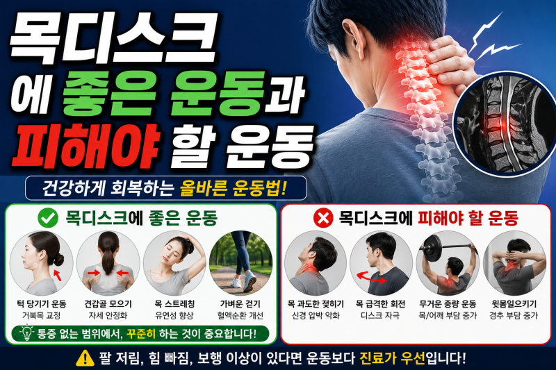 목디스크에 좋은 운동과 피해야 할 운동, 팔 저림이 있다면 주의