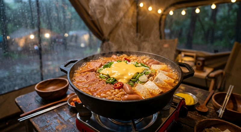 [간단 캠핑 요리] 10분 만에 끝내는 얼큰함 '초간단 순두부 부대찌개'