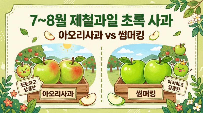 초록 사과의 계절이 왔다♡(아오리사과vs썸머킹)