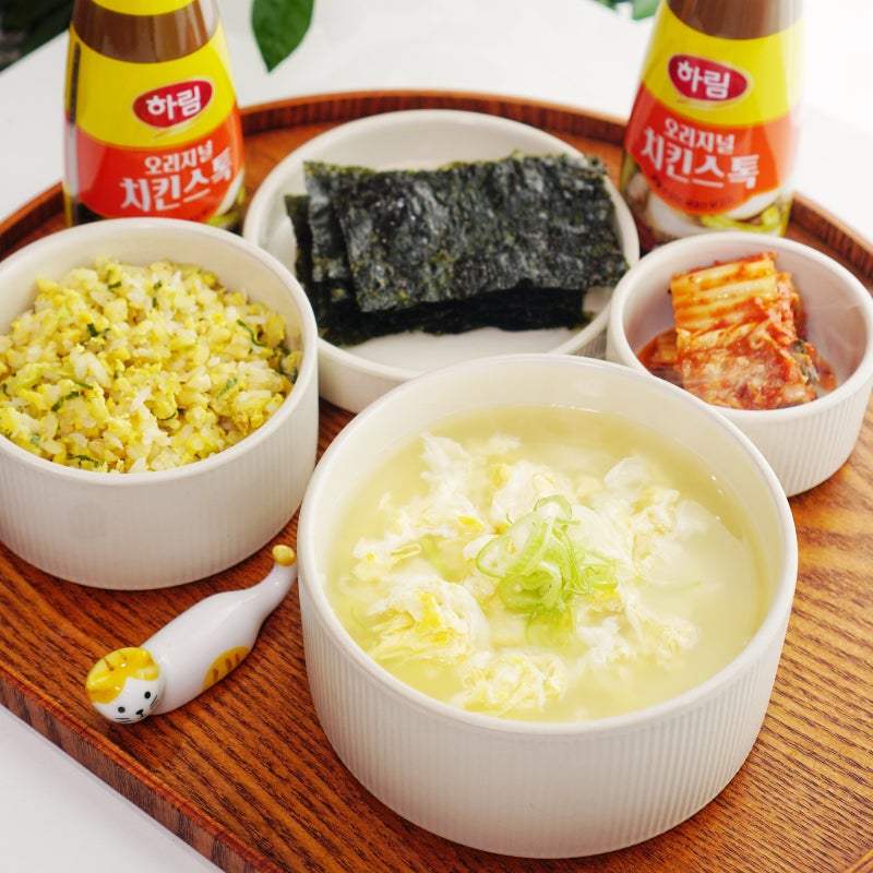 여름 방학 돌밥 메뉴 초간단 계란국 끓이는법 하림 오리지널 치킨스톡 요리
