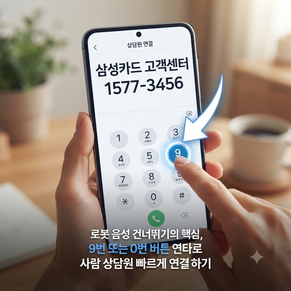 삼성카드 고객센터로봇 음성 건너뛰고사람 상담원 바로 연결하는 법