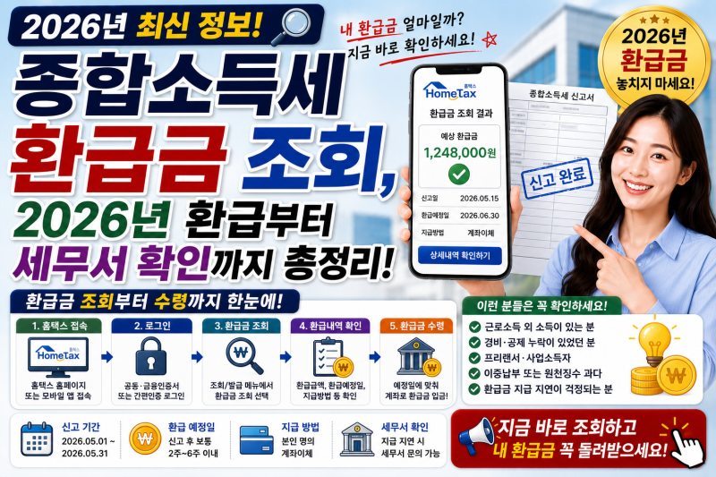 종합소득세 환급금 조회, 2026년 환급부터 세무서 확인까지 총정리!