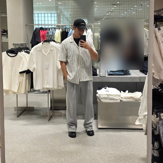 자라 남자 바캉스룩 반팔셔츠 레귤러핏 스트럭처 셔츠 사이즈팁