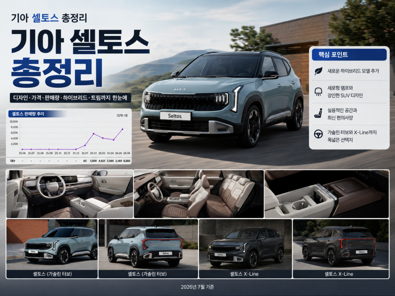 2026 기아 셀토스 완전정리, 하이브리드 추가로 소형 SUV 1위 굳힐까? 가격·트림·판매량·연비 ....