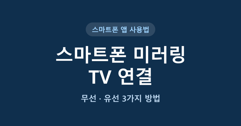 스마트폰 미러링 TV 연결 | 갤럭시·아이폰 무선·유선 3가지 방법 (2026년 최신)
