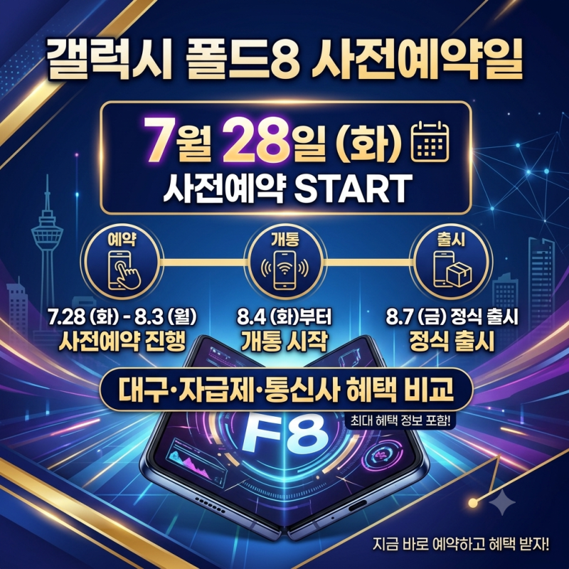 갤럭시 폴드8 사전예약일 7월 28일 예약·개통·출시 날짜 확인