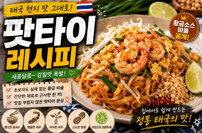 집에서 만드는 태국 정통 팟타이 레시피! 실패 없는 황금소스 비율 공개