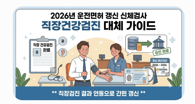 2026년 운전면허 갱신 신체검사 직장건강검진으로 대체하는 법 (최신 갱신기간 포함)